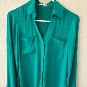 Express Size XS The Portofino Shirt Slim Fit Roll-Tab Long Sleeve Button Up V Ne